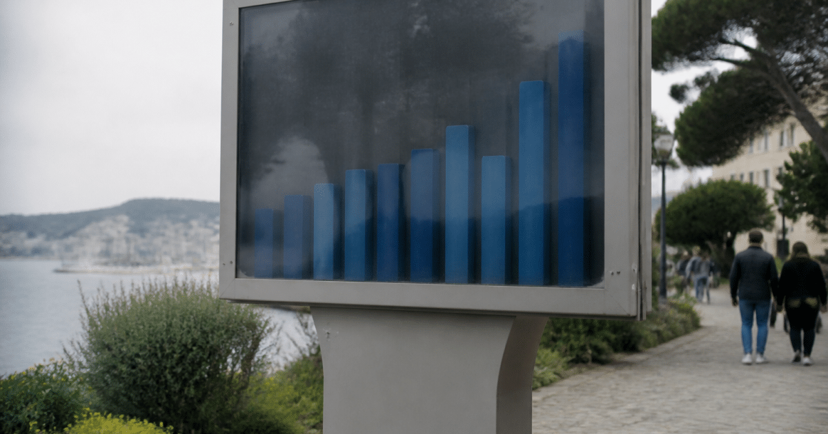 Panneau statistique affichant chiffres population ville cotiere