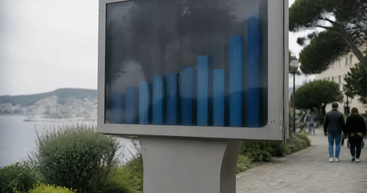 Panneau statistique affichant chiffres population ville cotiere