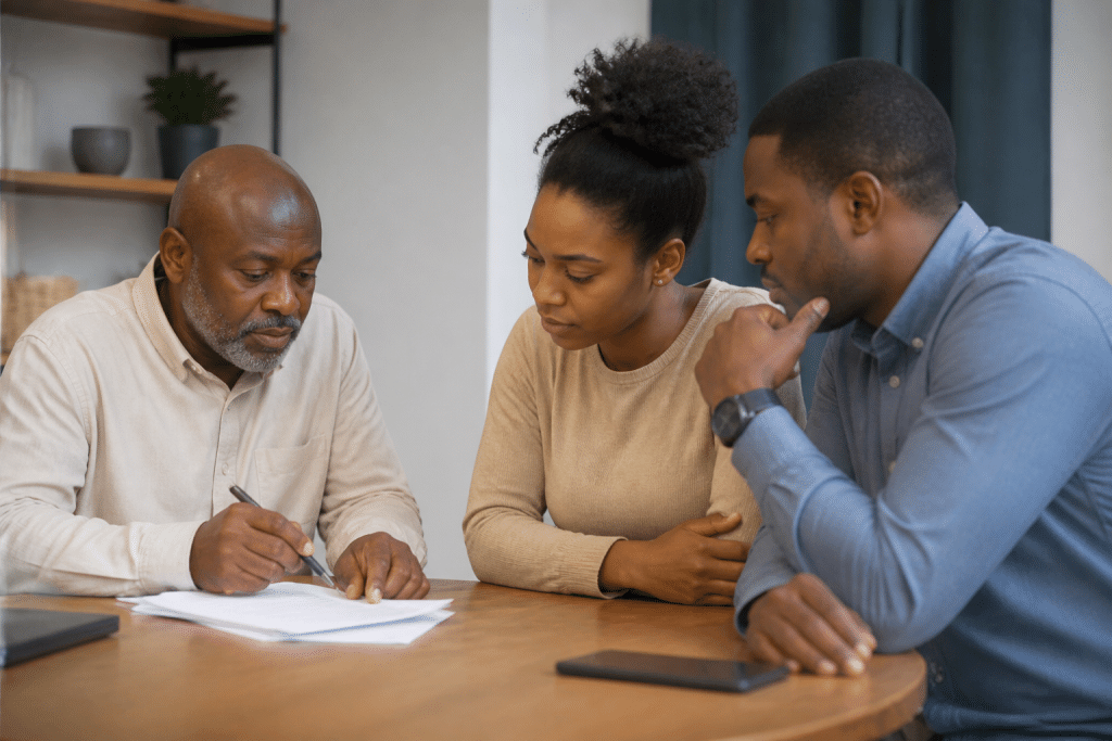 Tableau comparatif montrant trois profils d'emprunteurs avec garanties incluses