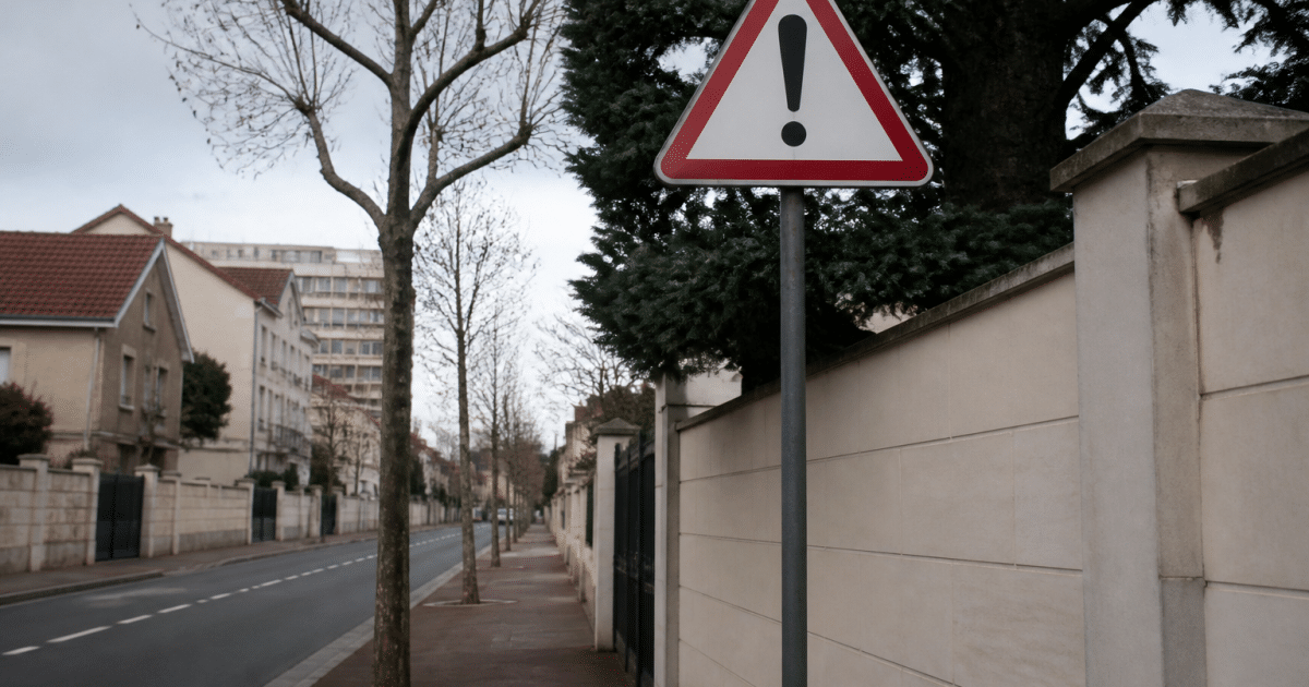 Panneau routier indiquant quartiers dangereux Livry-Gargan banlieue parisienne