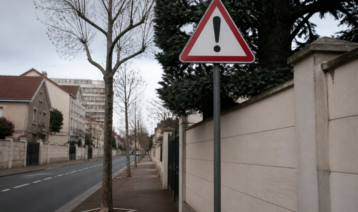Panneau routier indiquant quartiers dangereux Livry-Gargan banlieue parisienne