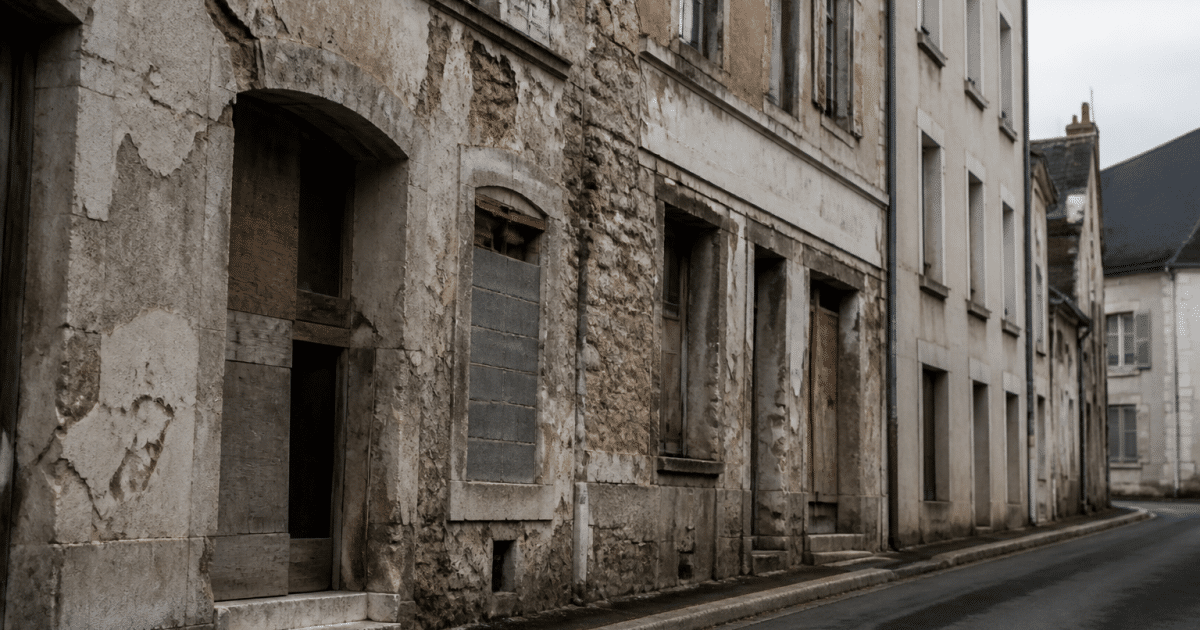 rue blois batiments delabres facade deterioree jour nuageux