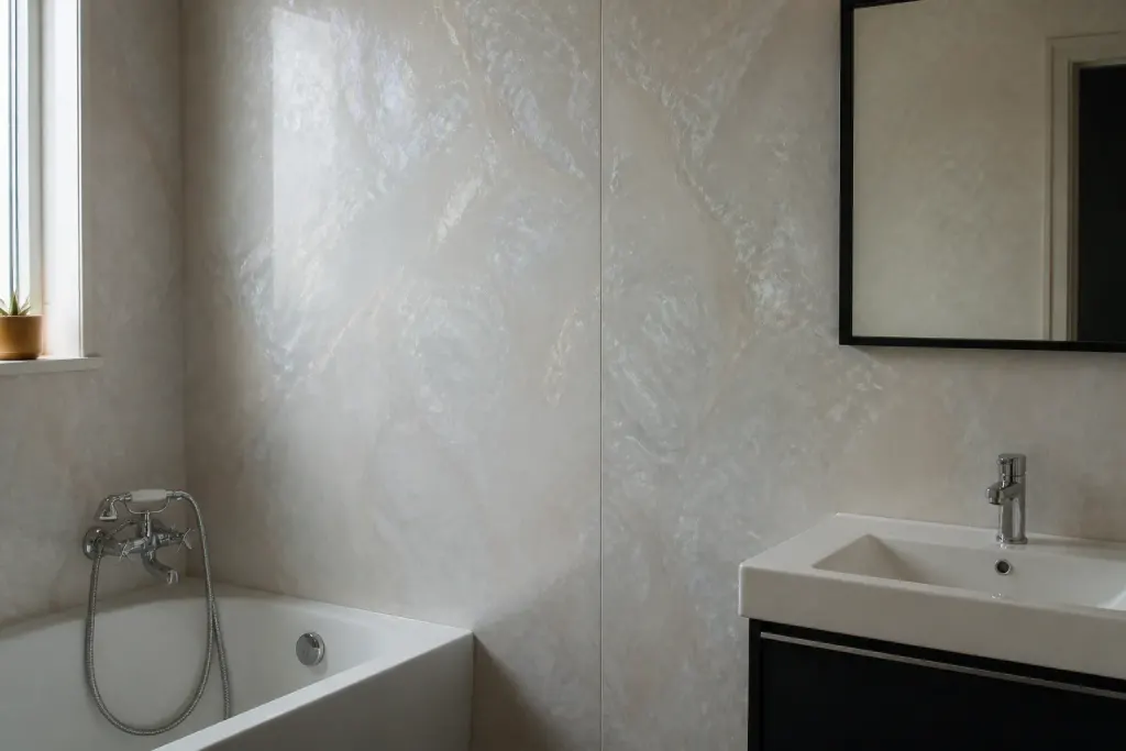 Mur salle bains papier peint brillant impermeable