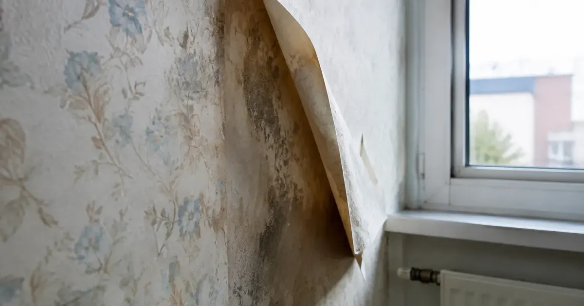 Papier peint decollant gonflant loin du mur mouille