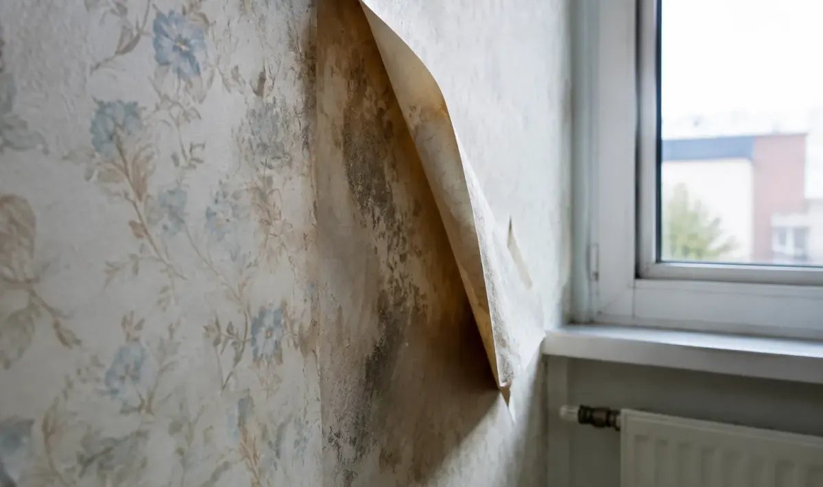 Papier peint decollant gonflant loin du mur mouille