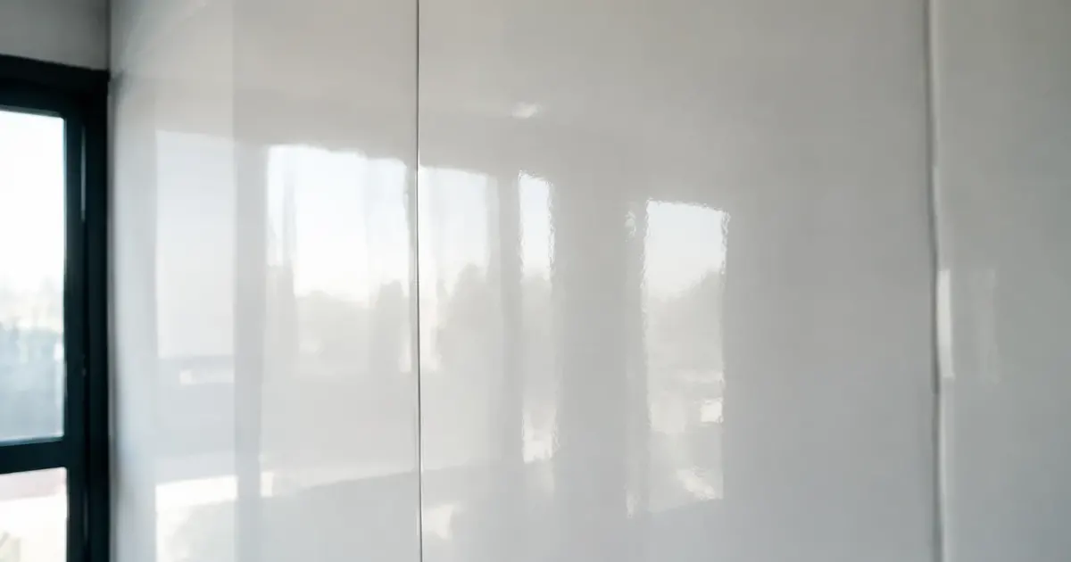 Surface murale lisse et brillante avec reflets lumineux