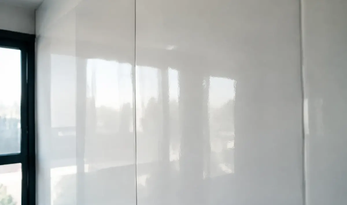 Surface murale lisse et brillante avec reflets lumineux